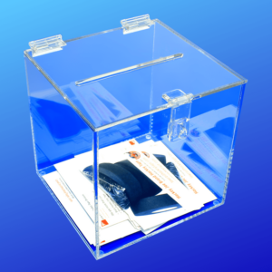 Acrylic box for contests, raffles and storage
